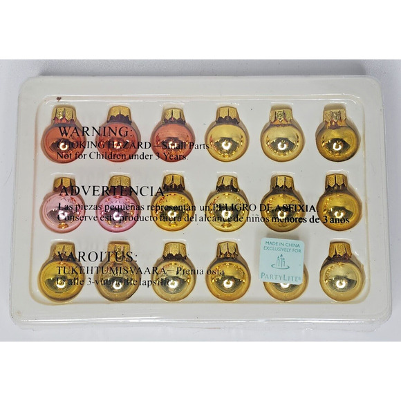 Partylite Glowing Tree Ornament Set Extremely Rare Retired NIB P2A/P7855 Gold - Picture 2 of 3